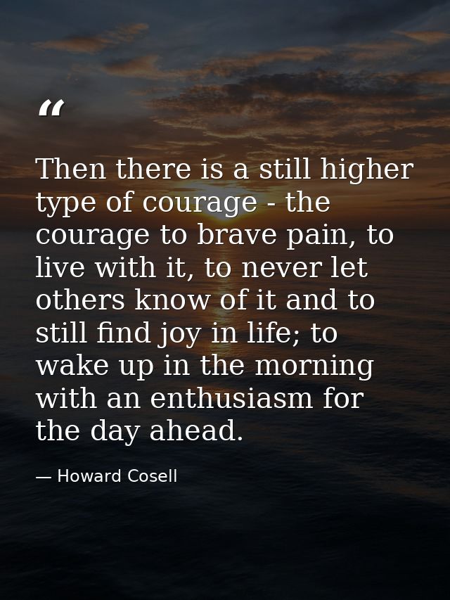 Then there is a still higher type of courage - the courage to brave pain, to live with it, to never let others know of i — Howard Cosell