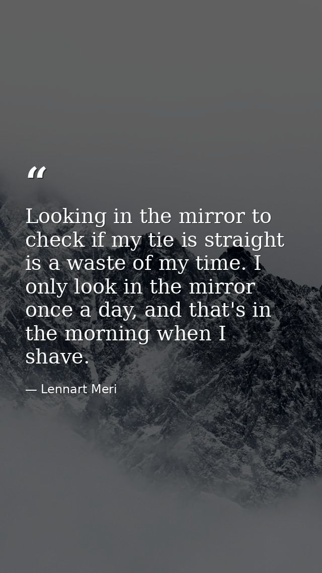 Looking in the mirror to check if my tie is straight is a waste of my time. I only look in the mirror once a day, and th — Lennart Meri