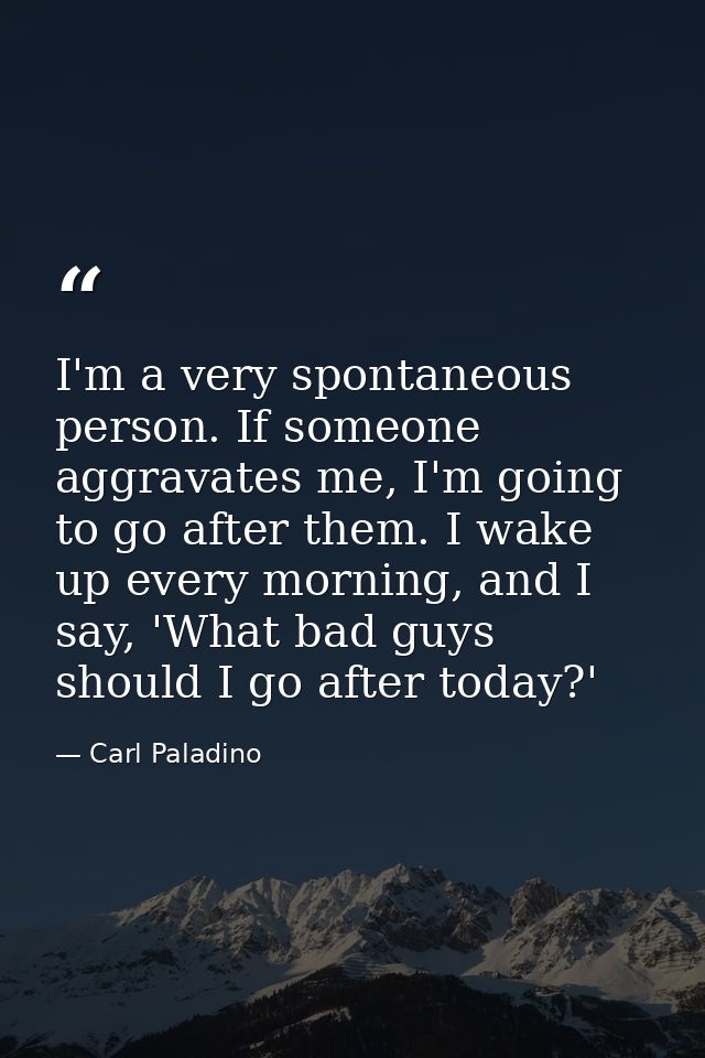 I'm a very spontaneous person. If someone aggravates me, I'm going to go after them. I wake up every morning, and I say, — Carl Paladino