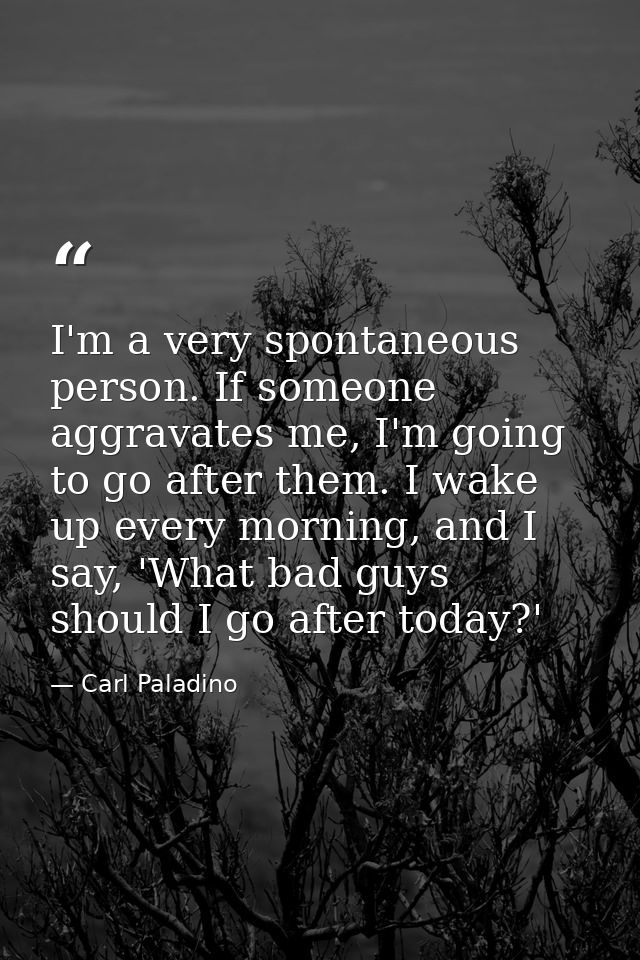 I'm a very spontaneous person. If someone aggravates me, I'm going to go after them. I wake up every morning, and I say, — Carl Paladino