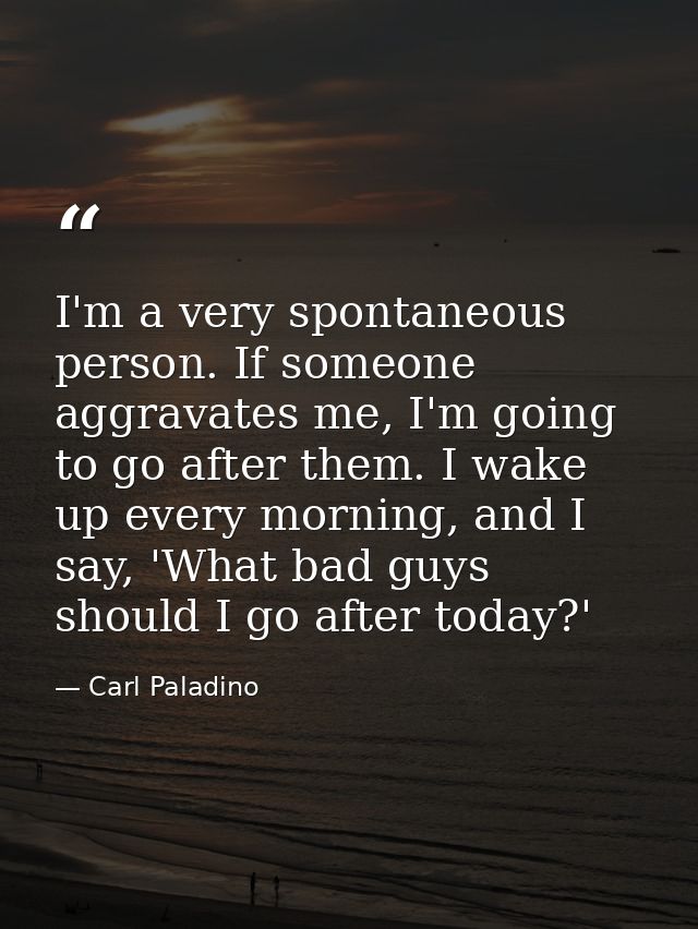 I'm a very spontaneous person. If someone aggravates me, I'm going to go after them. I wake up every morning, and I say, — Carl Paladino