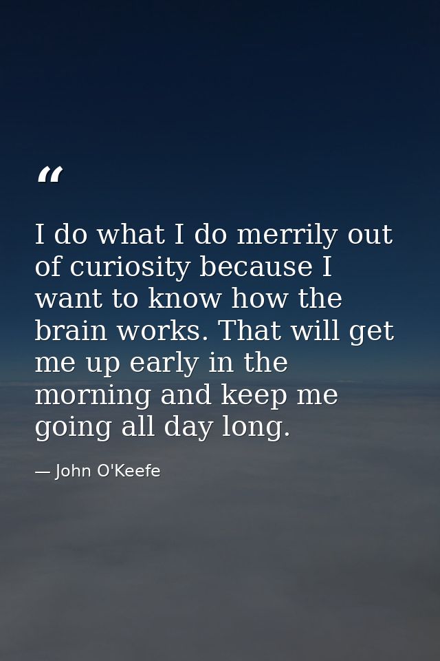 I do what I do merrily out of curiosity because I want to know how the brain works. That will get me up early in the mor — John O'Keefe