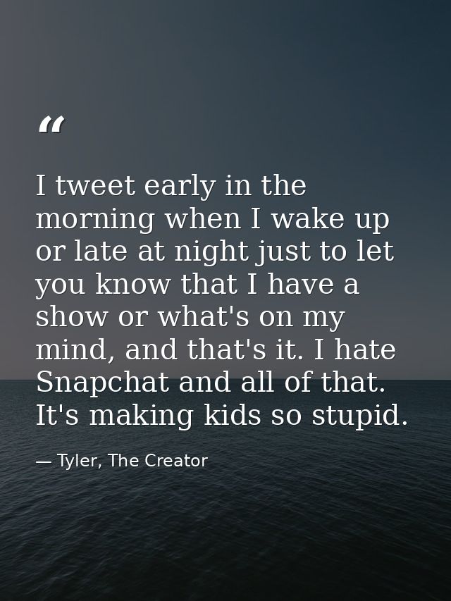 I tweet early in the morning when I wake up or late at night just to let you know that I have a show or what's on my min — Tyler, The Creator