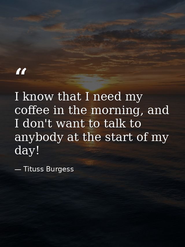 I know that I need my coffee in the morning, and I don't want to talk to anybody at the start of my day! — Tituss Burgess