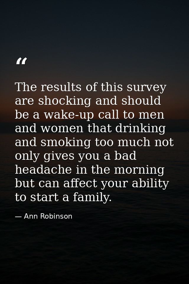 The results of this survey are shocking and should be a wake-up call to men and women that drinking and smoking too much — Ann Robinson