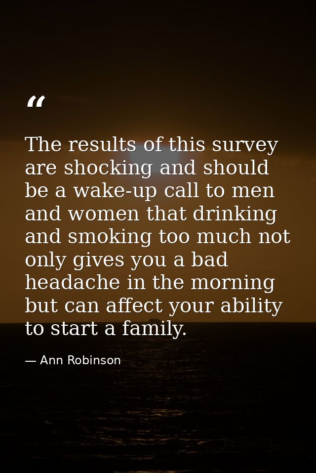 The results of this survey are shocking and should be a wake-up call to men and women that drinking and smoking too much — Ann Robinson