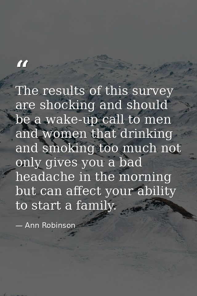 The results of this survey are shocking and should be a wake-up call to men and women that drinking and smoking too much — Ann Robinson