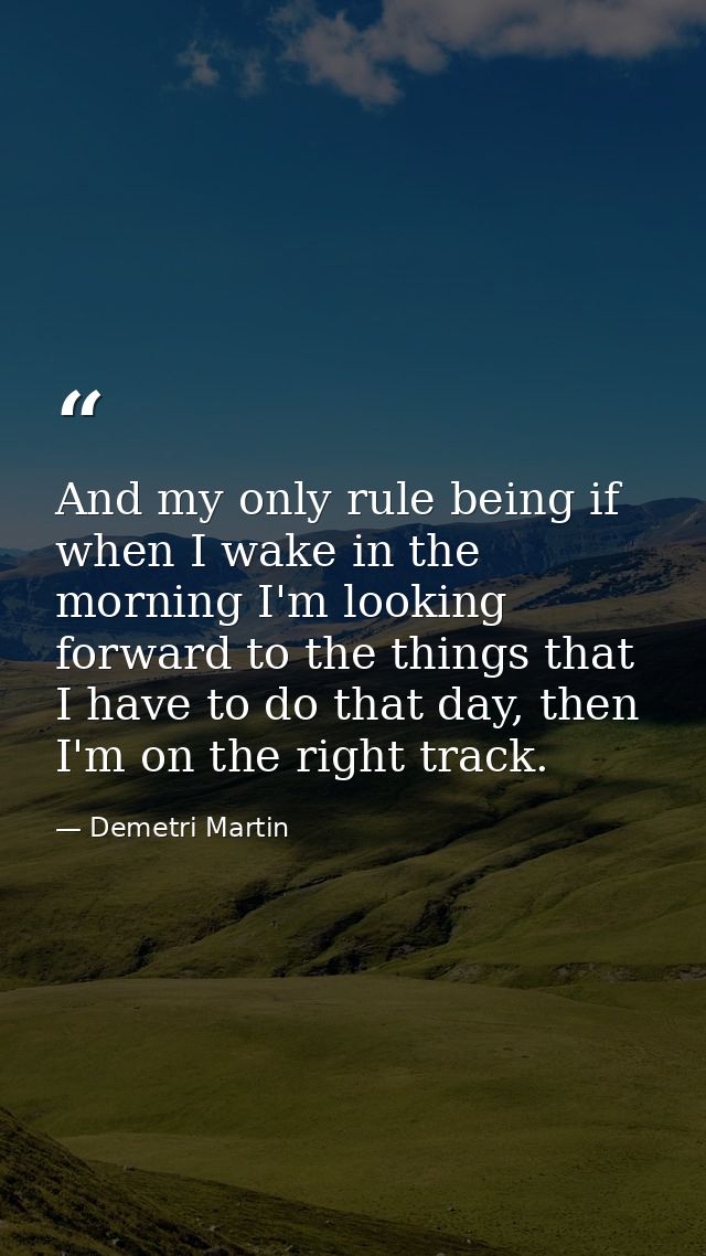 And my only rule being if when I wake in the morning I'm looking forward to the things that I have to do that day, then  — Demetri Martin
