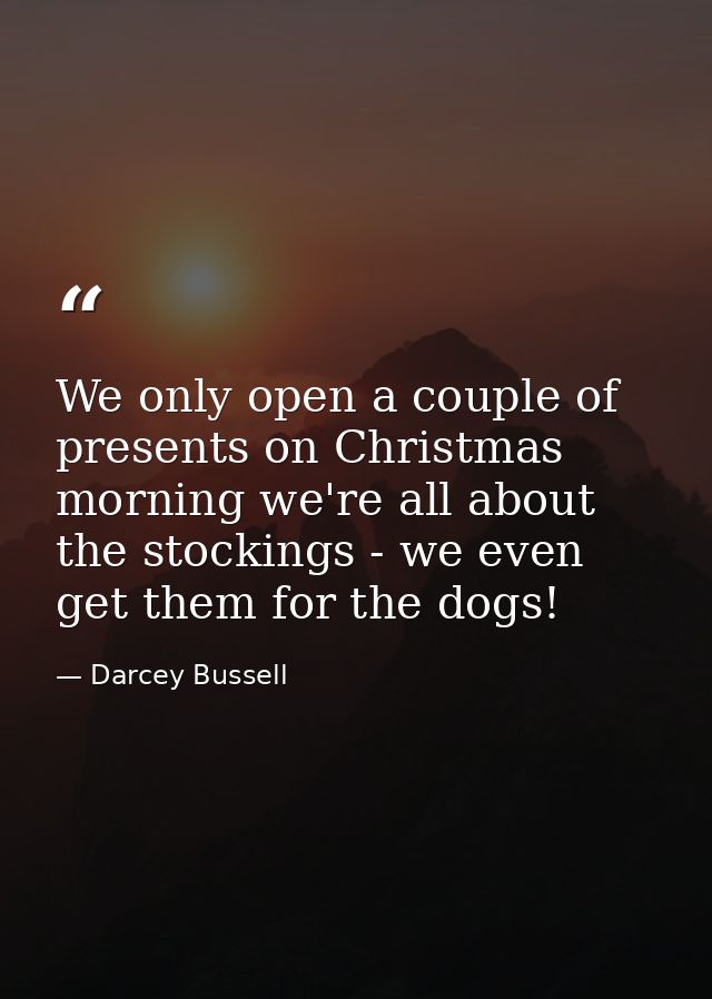 We only open a couple of presents on Christmas morning we're all about the stockings - we even get them for the dogs! — Darcey Bussell