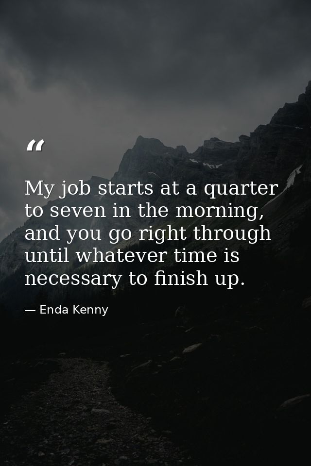 My job starts at a quarter to seven in the morning, and you go right through until whatever time is necessary to finish  — Enda Kenny