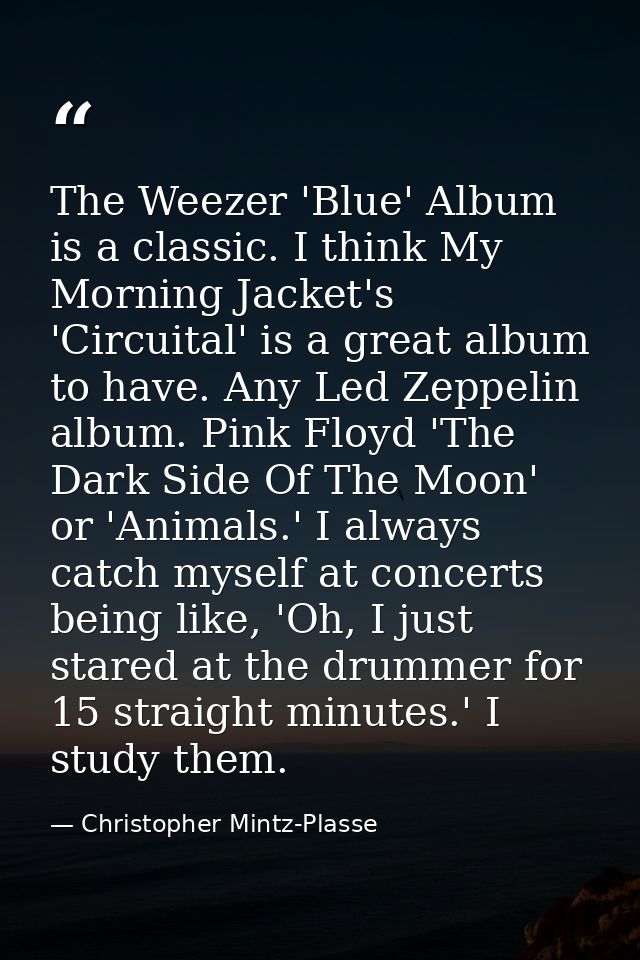The Weezer 'Blue' Album is a classic. I think My Morning Jacket's 'Circuital' is a great album to have. Any Led Zeppelin — Christopher Mintz-Plasse