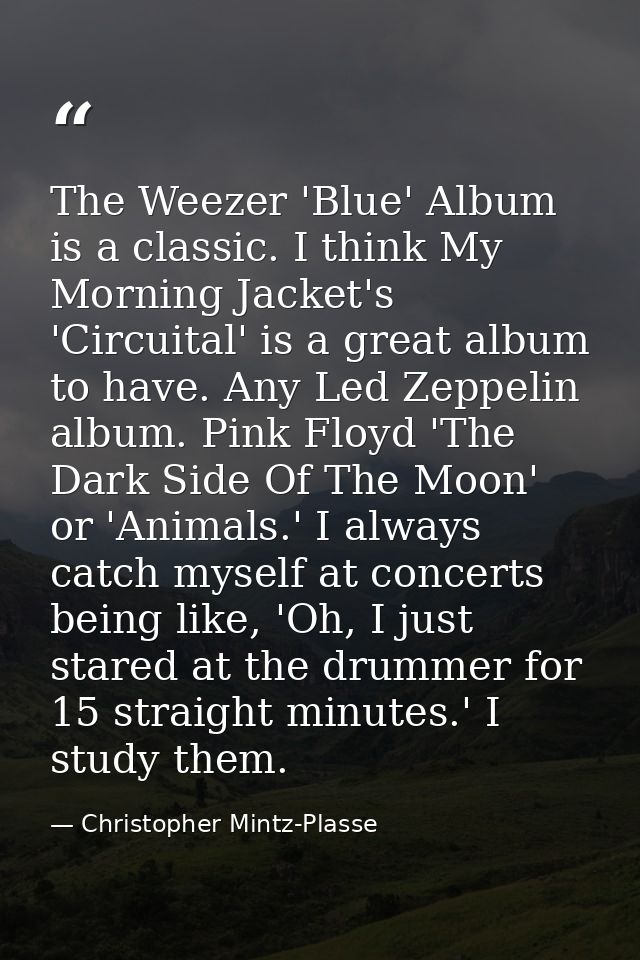 The Weezer 'Blue' Album is a classic. I think My Morning Jacket's 'Circuital' is a great album to have. Any Led Zeppelin — Christopher Mintz-Plasse