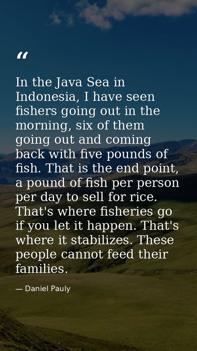 In the Java Sea in Indonesia, I have seen fishers going out in the morning, six of them going out and coming back with f — Daniel Pauly