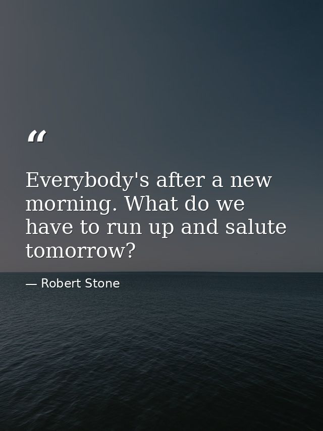 Everybody's after a new morning. What do we have to run up and salute tomorrow? — Robert Stone