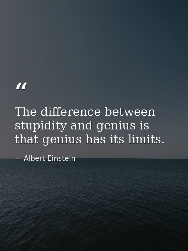 The difference between stupidity and genius is that genius has its limits. — Albert Einstein