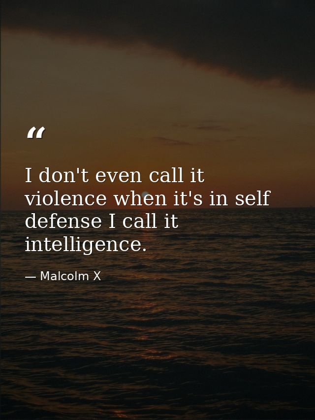 I don't even call it violence when it's in self defense I call it intelligence. — Malcolm X