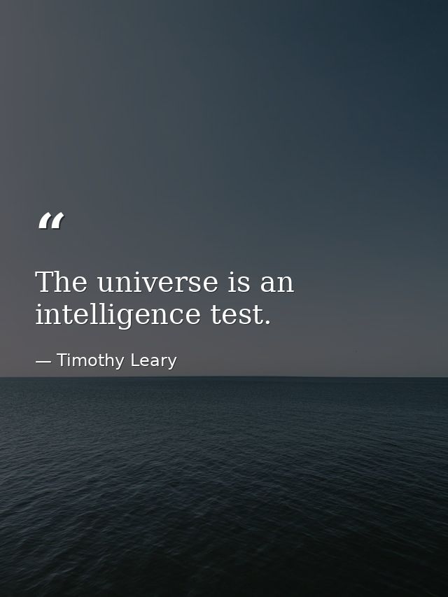 The universe is an intelligence test. — Timothy Leary