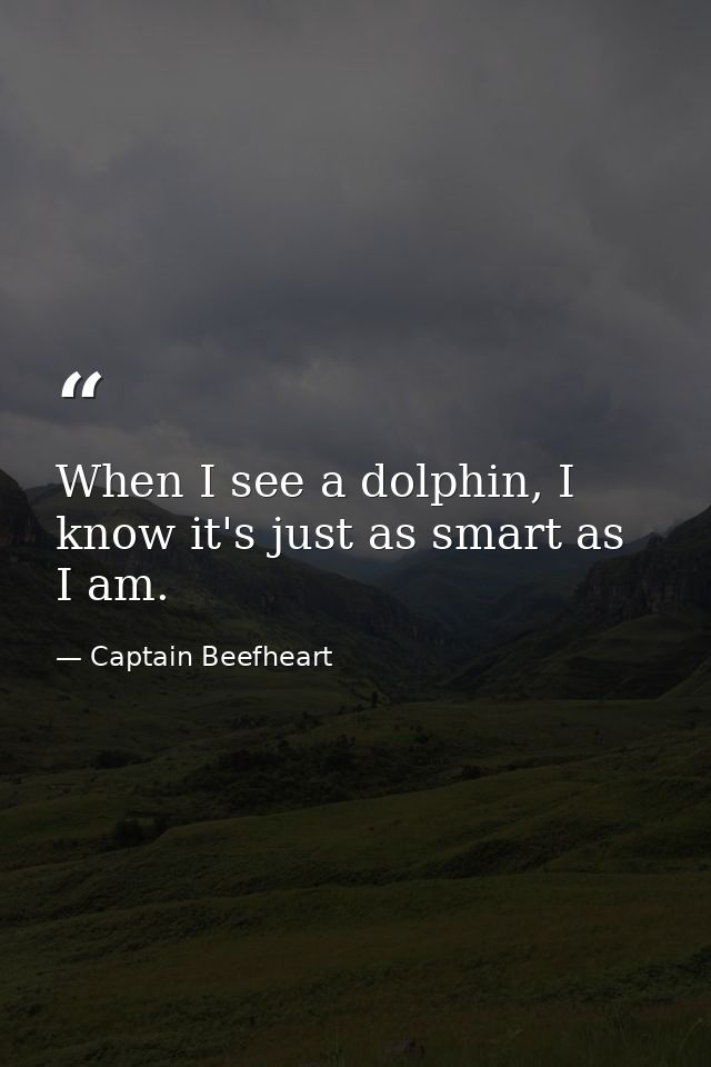 When I see a dolphin, I know it's just as smart as I am. — Captain Beefheart