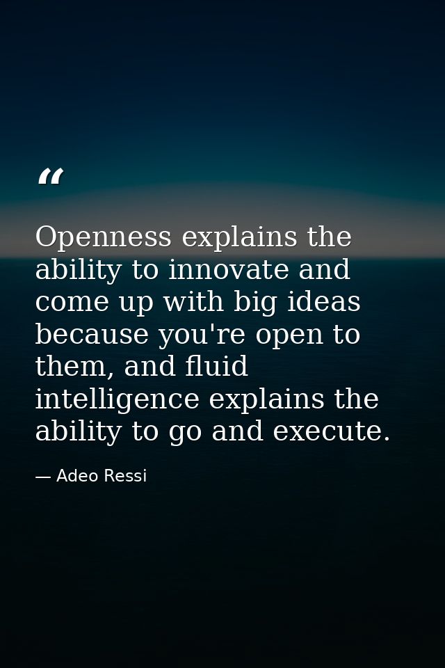 Openness explains the ability to innovate and come up with big ideas because you're open to them, and fluid intelligence — Adeo Ressi