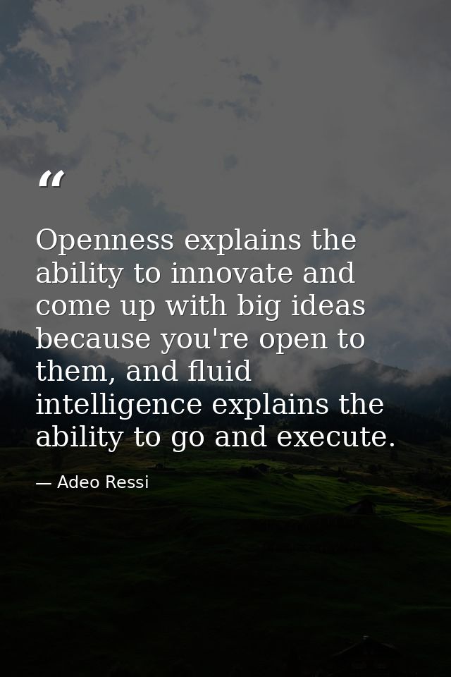 Openness explains the ability to innovate and come up with big ideas because you're open to them, and fluid intelligence — Adeo Ressi
