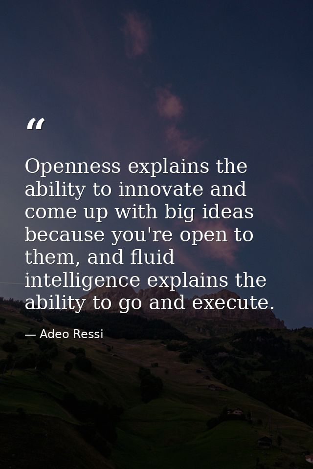 Openness explains the ability to innovate and come up with big ideas because you're open to them, and fluid intelligence — Adeo Ressi