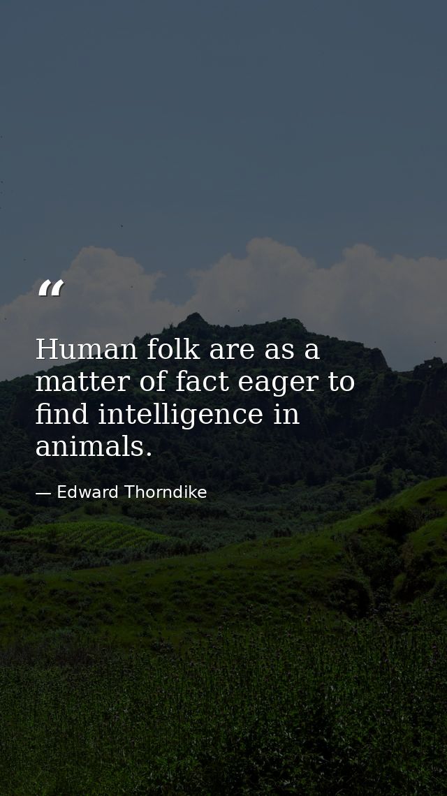 Human folk are as a matter of fact eager to find intelligence in animals. — Edward Thorndike