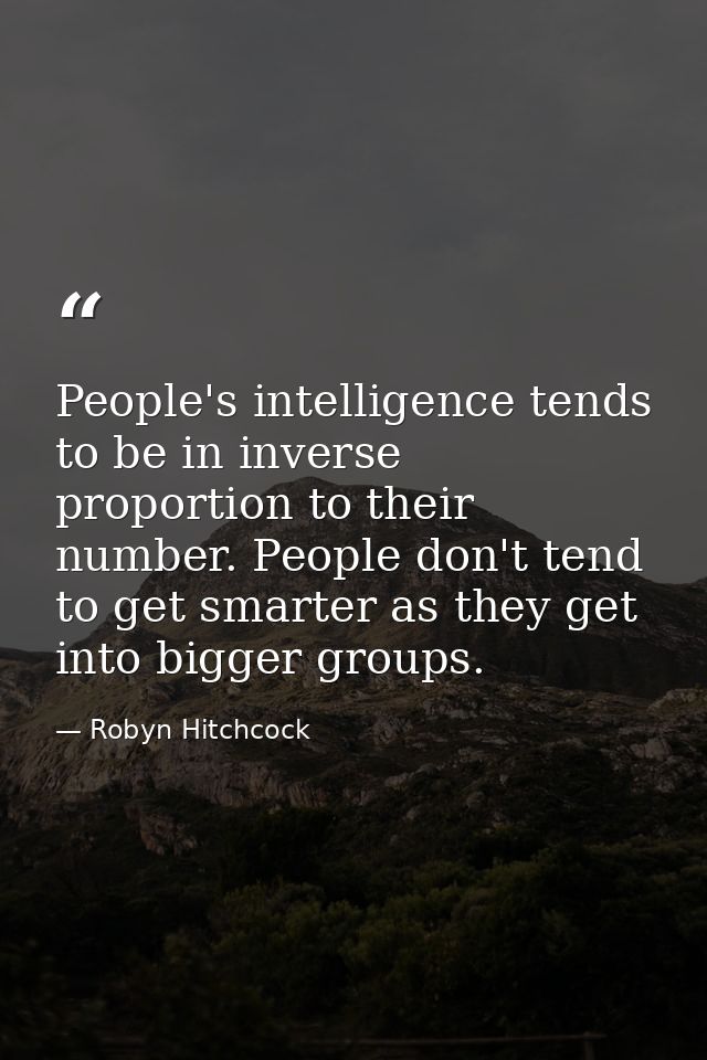 People's intelligence tends to be in inverse proportion to their number. People don't tend to get smarter as they get in — Robyn Hitchcock