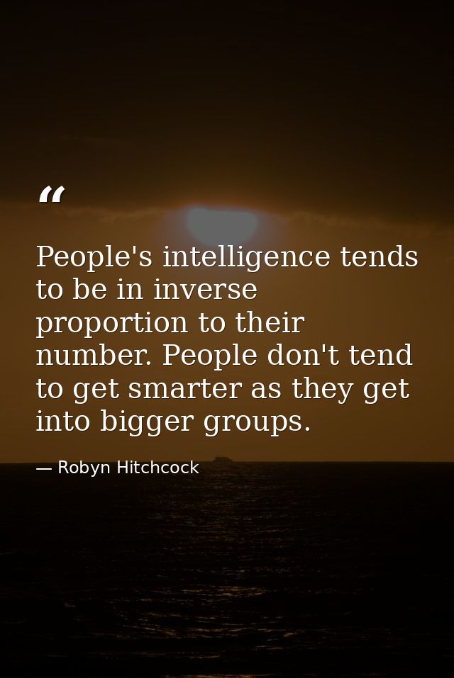 People's intelligence tends to be in inverse proportion to their number. People don't tend to get smarter as they get in — Robyn Hitchcock