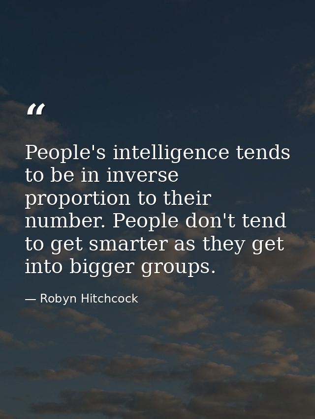 People's intelligence tends to be in inverse proportion to their number. People don't tend to get smarter as they get in — Robyn Hitchcock