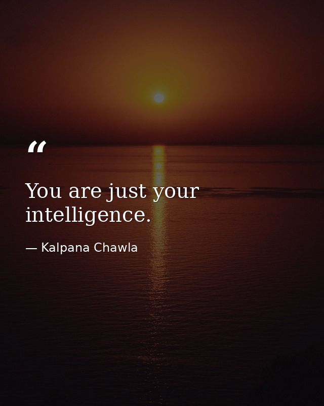 You are just your intelligence. — Kalpana Chawla