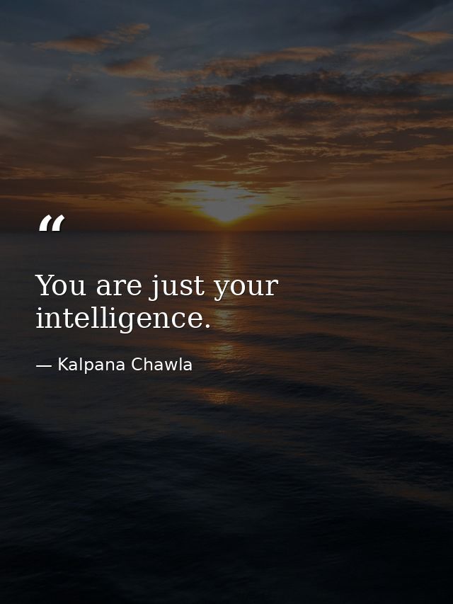 You are just your intelligence. — Kalpana Chawla