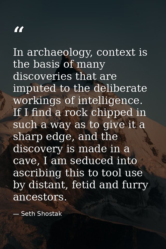 In archaeology, context is the basis of many discoveries that are imputed to the deliberate workings of intelligence. If — Seth Shostak