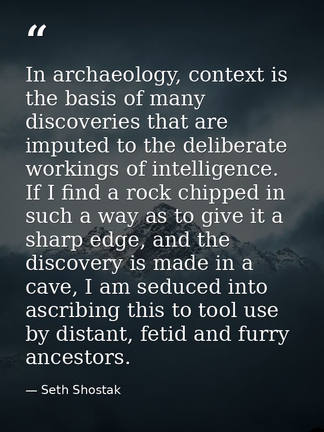 In archaeology, context is the basis of many discoveries that are imputed to the deliberate workings of intelligence. If — Seth Shostak
