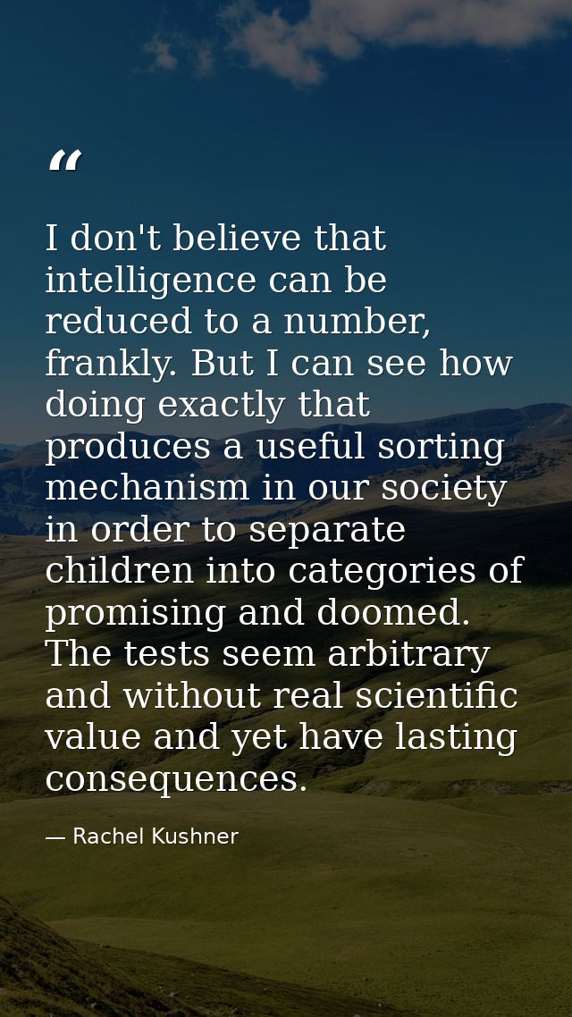 I don't believe that intelligence can be reduced to a number, frankly. But I can see how doing exactly that produces a u — Rachel Kushner