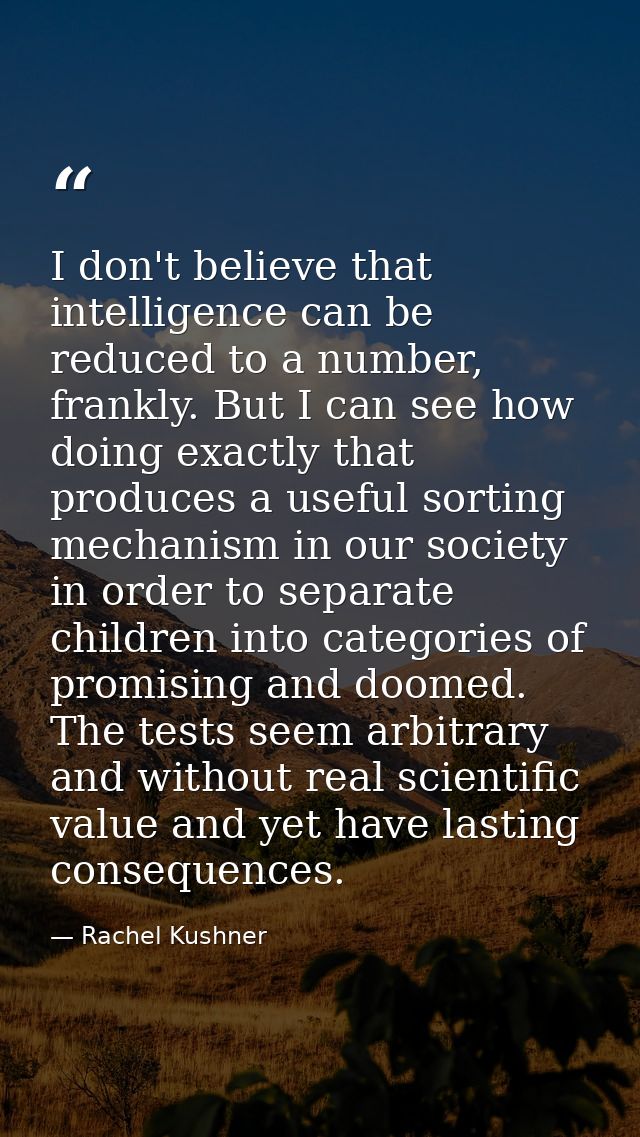 I don't believe that intelligence can be reduced to a number, frankly. But I can see how doing exactly that produces a u — Rachel Kushner