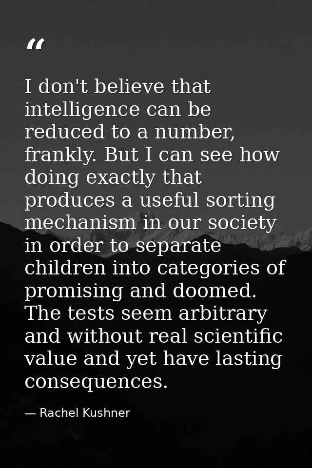 I don't believe that intelligence can be reduced to a number, frankly. But I can see how doing exactly that produces a u — Rachel Kushner