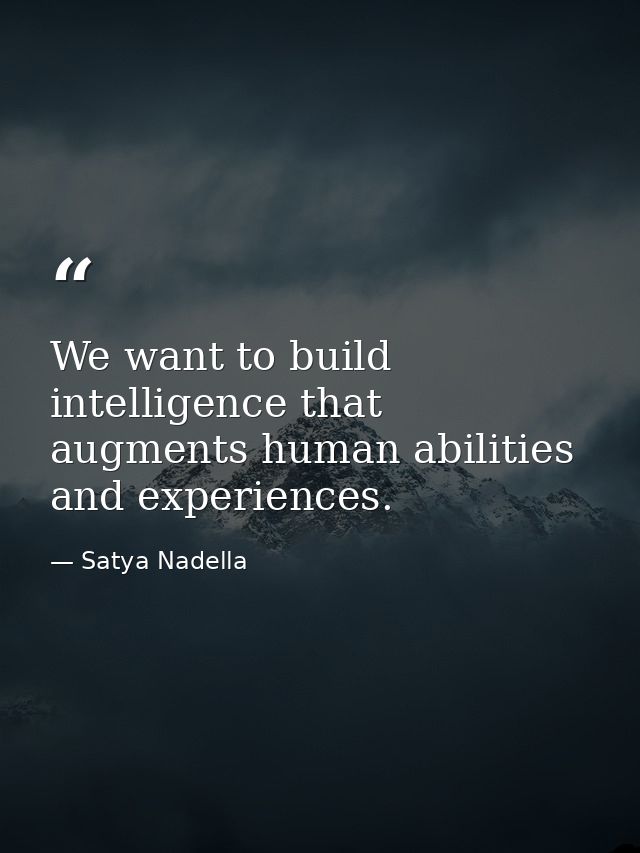 We want to build intelligence that augments human abilities and experiences. — Satya Nadella