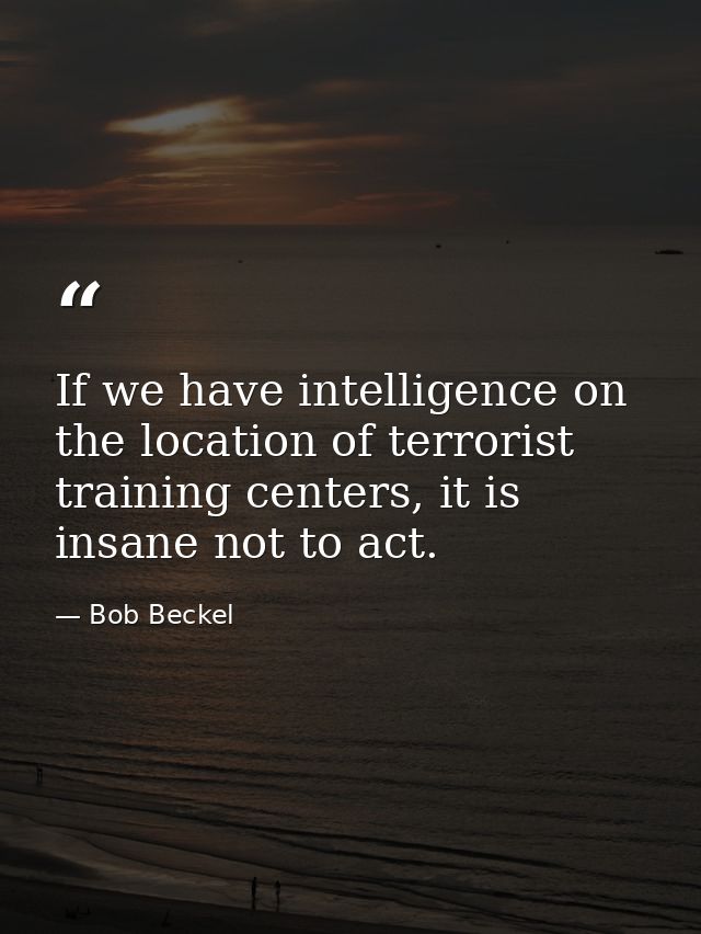 If we have intelligence on the location of terrorist training centers, it is insane not to act. — Bob Beckel