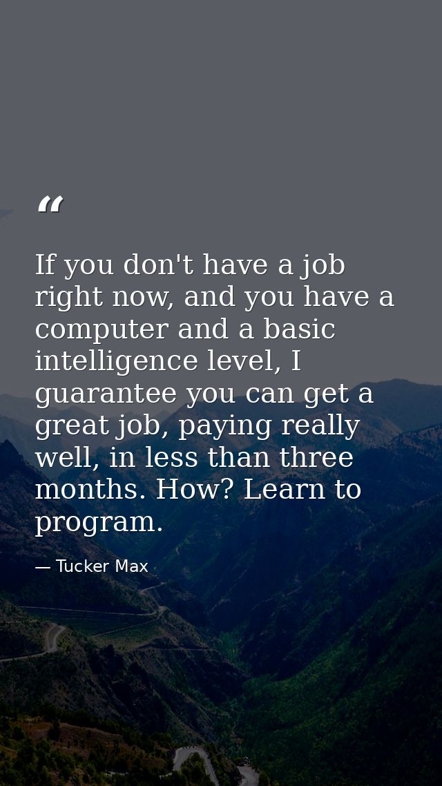 If you don't have a job right now, and you have a computer and a basic intelligence level, I guarantee you can get a gre — Tucker Max