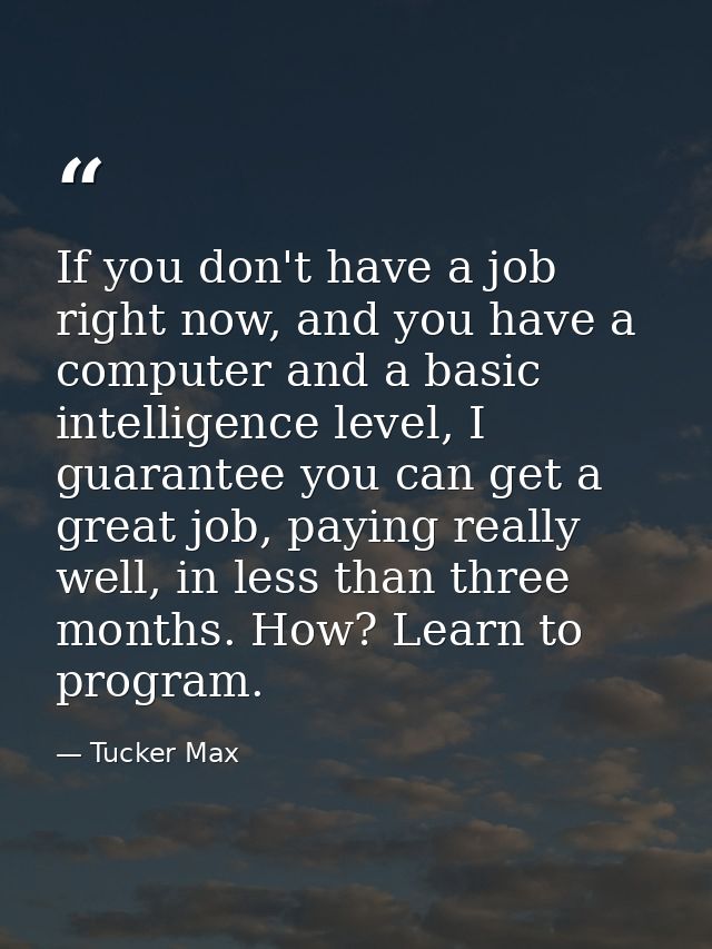 If you don't have a job right now, and you have a computer and a basic intelligence level, I guarantee you can get a gre — Tucker Max