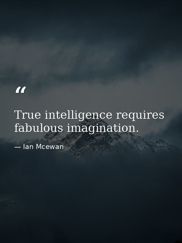 True intelligence requires fabulous imagination. — Ian Mcewan