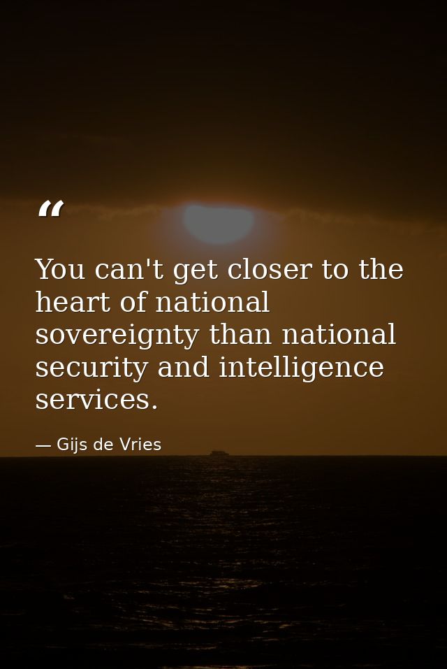 You can't get closer to the heart of national sovereignty than national security and intelligence services. — Gijs de Vries