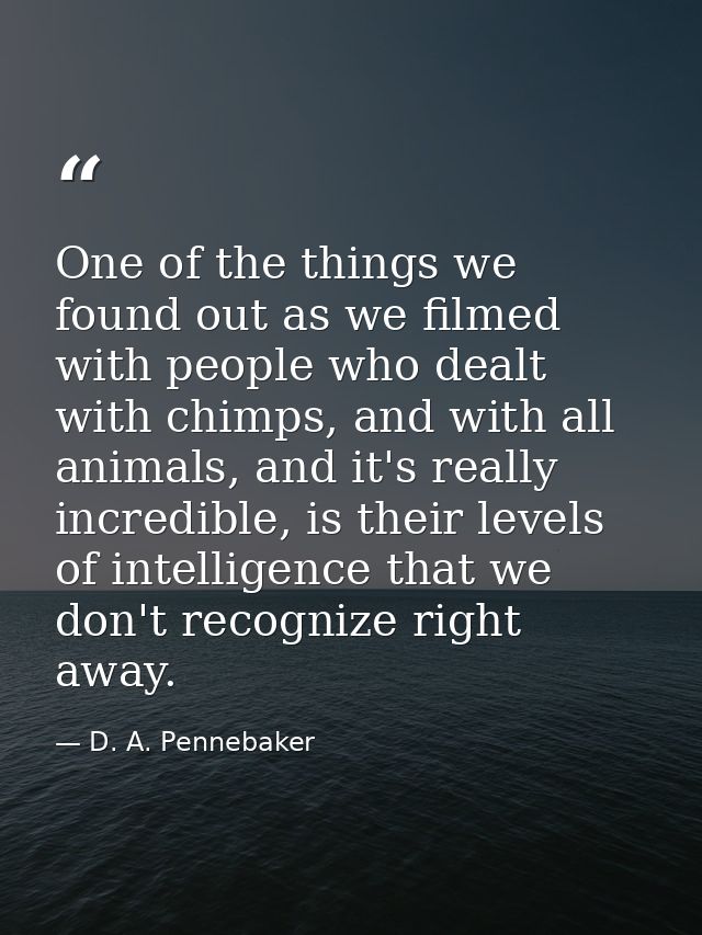 One of the things we found out as we filmed with people who dealt with chimps, and with all animals, and it's really inc — D. A. Pennebaker