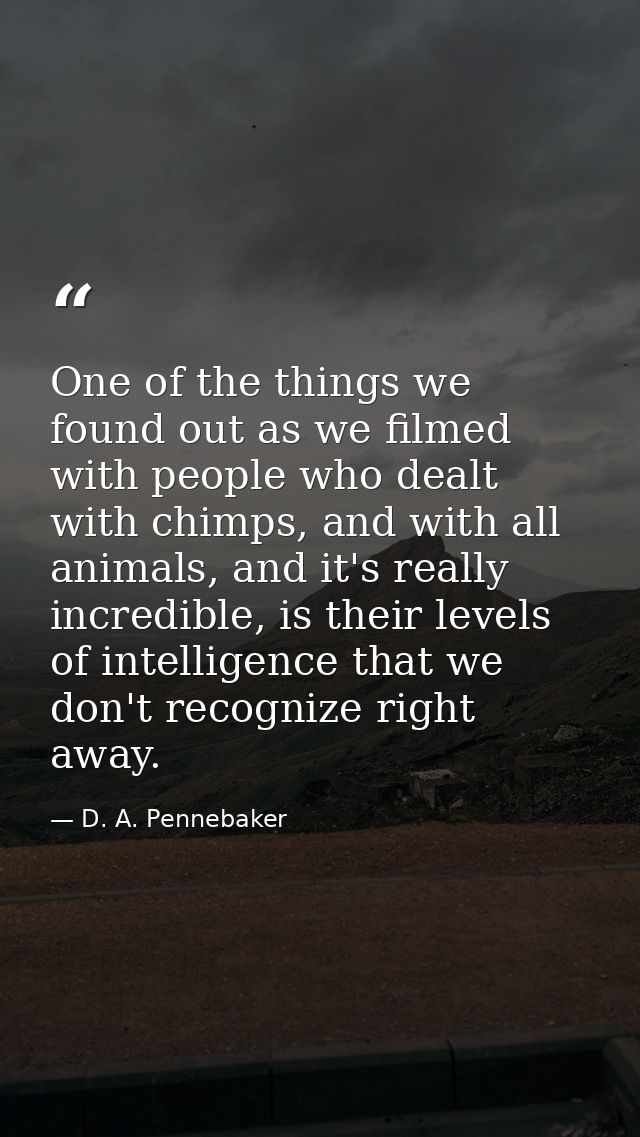 One of the things we found out as we filmed with people who dealt with chimps, and with all animals, and it's really inc — D. A. Pennebaker