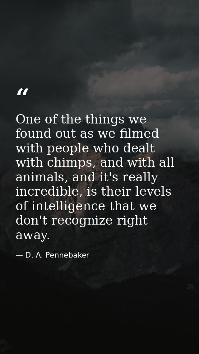 One of the things we found out as we filmed with people who dealt with chimps, and with all animals, and it's really inc — D. A. Pennebaker