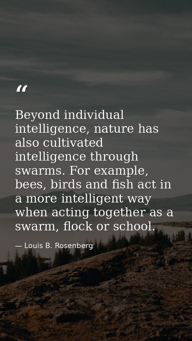 Beyond individual intelligence, nature has also cultivated intelligence through swarms. For example, bees, birds and fis — Louis B. Rosenberg
