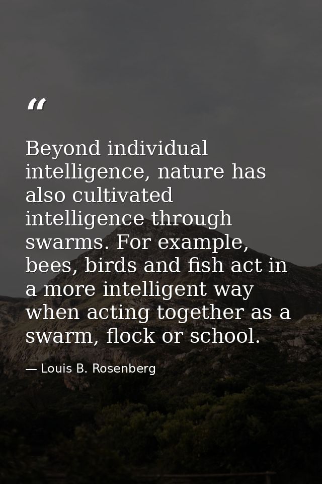 Beyond individual intelligence, nature has also cultivated intelligence through swarms. For example, bees, birds and fis — Louis B. Rosenberg