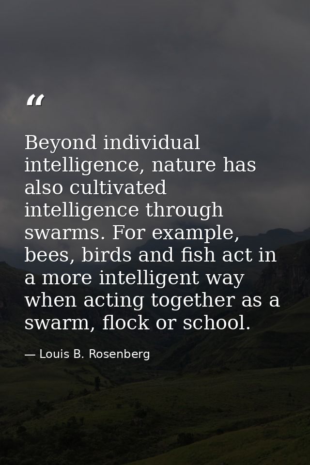 Beyond individual intelligence, nature has also cultivated intelligence through swarms. For example, bees, birds and fis — Louis B. Rosenberg