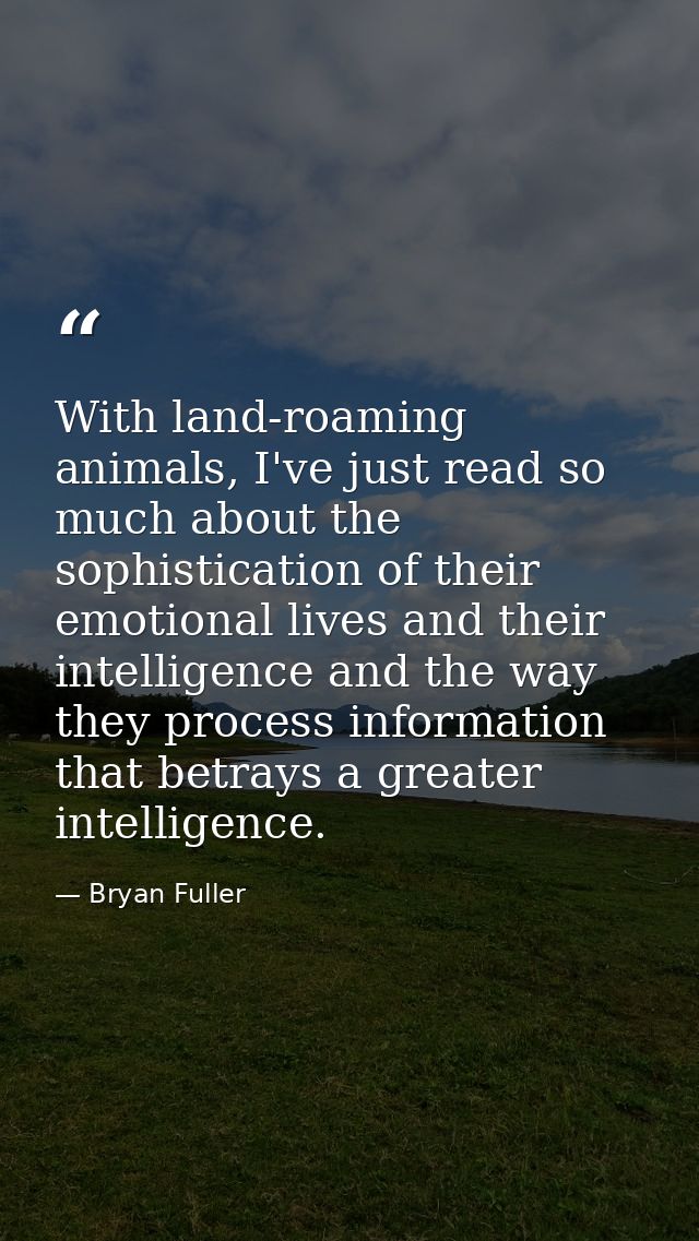 With land-roaming animals, I've just read so much about the sophistication of their emotional lives and their intelligen — Bryan Fuller