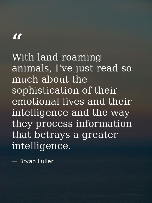 With land-roaming animals, I've just read so much about the sophistication of their emotional lives and their intelligen — Bryan Fuller